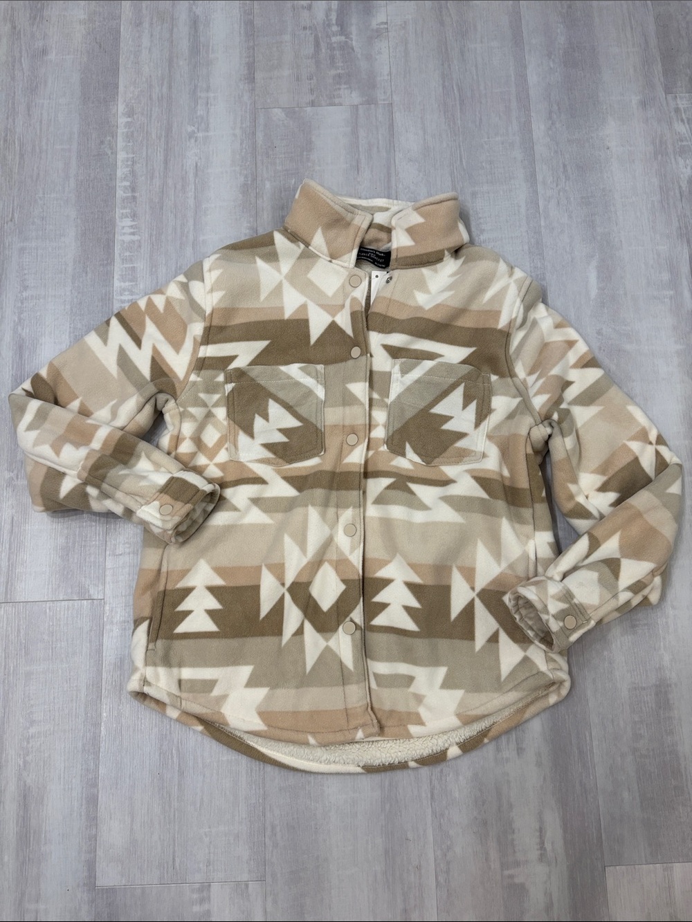 Kids Aztec-Print Fleece Shacket - Beige & Cream XLarge NWT